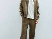 Трикотажные брюки с лампасами, Бежевый