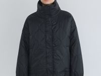 Стёганая утеплённая куртка с воротником-стойкой, Черный