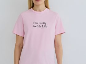 Футболка с принтом, Розовый