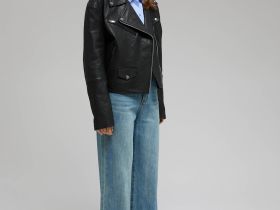 Утепленная кожаная куртка-косуха свободного кроя