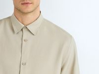 Рубашка из вискозы с коротким рукавом, Бежевый