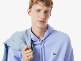 Мужское худи Lacoste классического кроя с флисом
