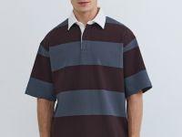 Поло в полоску из хлопка, Фиолетовый