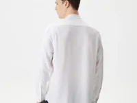 Мужская рубашка Lacoste без ворота в полоску из смеси льна