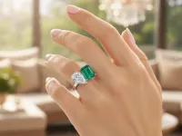 Кольцо из белого золота с изумрудом э4767кц08251302