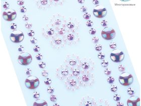 Наклейки акриловые MESHU "Purple flowers", 25*8,3см, стразы, 305 наклеек