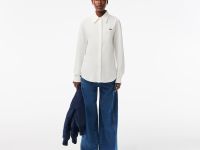 Женская хлопковая рубашка Lacoste с нашивкой-логотипом