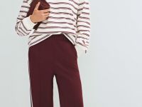 Лонгслив в полоску с воротником поло, Фиолетовый