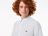 Мужская льняная  рубашка Lacoste с коротким рукавом