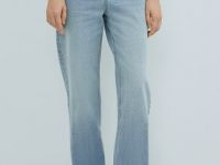 Прямые джинсы с высокой посадкой, Голубой