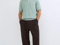 Вязаное поло с коротким рукавом, Зеленый