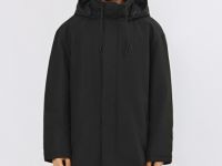 Удлинённая куртка с капюшоном, Черный