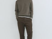 Джемпер с имитацией футболки, Коричневый