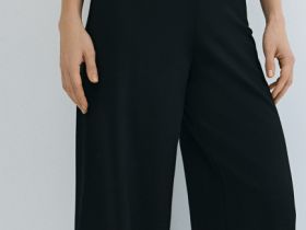 Широкие брюки из трикотажа, Черный
