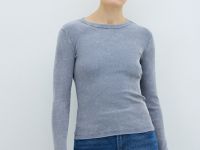 Лонгслив в рубчик, Синий