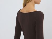 Лонгслив из вискозы, Коричневый