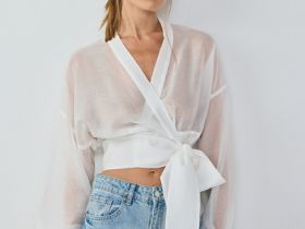 Блузка из лиоцелла на запах, Белый