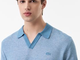 Мужское трикотажное поло Lacoste из смеси органического хлопка и льна