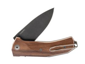Нож складной LionSteel KUR BST Santos Wood, сталь Stonewashed & PVD-Coated Uddeholm Sleipner®, рукоять палисандр