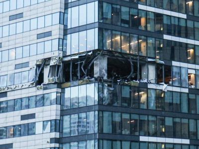 Беспилотник вновь попал в небоскреб в «Москва-Сити» UPD