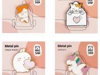 Набор металлических значков MESHU "Cute animals", эмаль, 4 шт