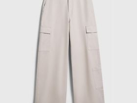 Хлопковые брюки карго с накладными карманами, Бежевый
