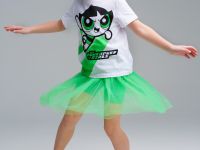 Комплект трикотажный для девочек: фуфайка (футболка), юбка-шорты