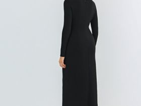 Трикотажное платье со сборками, Черный
