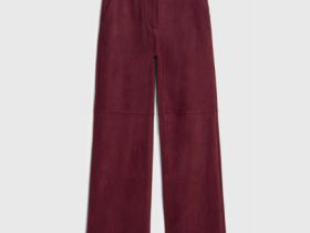 Прямые брюки из искусственной замши, Фиолетовый