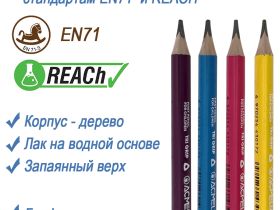 Набор чернографитных карандашей Acmeliae Acmeliae "First Pencil" 2B, утолщенный укороченный, 4 цвета корпус