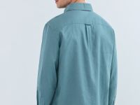 Рубашка изо льна и хлопка с карманом, Зеленый