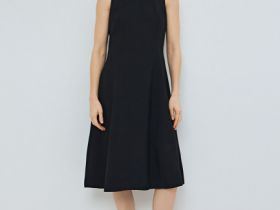 Платье без рукавов с расклёшенной юбкой, Черный