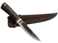 Нож Северный малый, сталь Х12МФ, рукоять коричневая карельская береза, с откованным долом