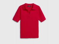 Джемпер поло в рубчик, Красный