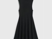 Вязаное платье с воротником-стойкой, Черный