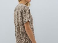 Футболка с леопардовым принтом и эффектом стирки, Бежевый