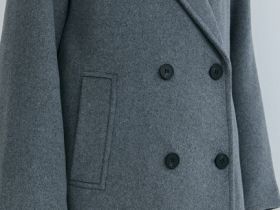 Длинное двубортное пальто из шерсти, Серый
