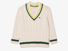 Женский вязаный свитер Lacoste c V-образным вырезом