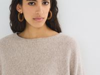 Асимметричное вязаное пончо, Бежевый