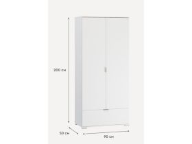 Распашной шкаф Стелла 2.1-90x200 Белый с зеркалом