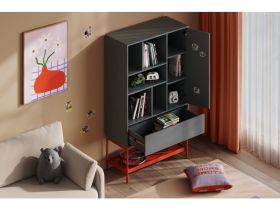 Стеллаж Изи 90x152 Графитовый/Оранжевый