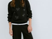 Свитшот с аппликацией для девочек, Черный