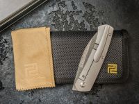 Складной нож Artisan Centauri, сталь дамаск, рукоять черный карбон/титан