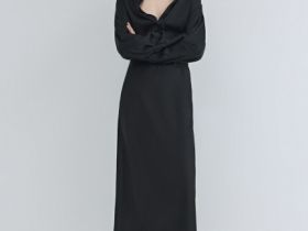 Атласная юбка миди А-силуэта, Черный