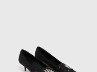 Сатиновые туфли-лодочки со стразами, Черный