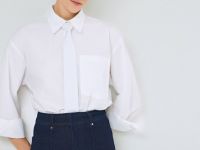 Хлопковая рубашка с галстуком, Белый
