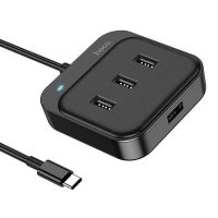 Адаптер Hoco HB31 4 в 1 Type-C на USB 3.0/3xUSB 2.0 0.2m (Grey)