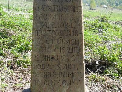 Могила секретаря партячейки В.В.Ушакова, погибшего в гражданскую войну