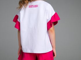 Комплект трикотажный для девочек: фуфайка (футболка), шорты