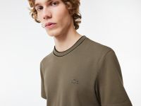 Мужская футболка Lacoste с воротником в полоску из эластичного хлопка
